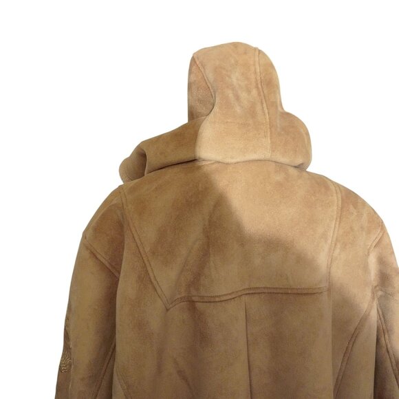 Maggie Barnes Womens Faux Shearling Coat With Hood & Embroidered Sleeves 3X - Picture 4 of 12